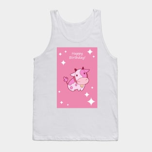 "Happy Birthday" Pink Cow Tank Top